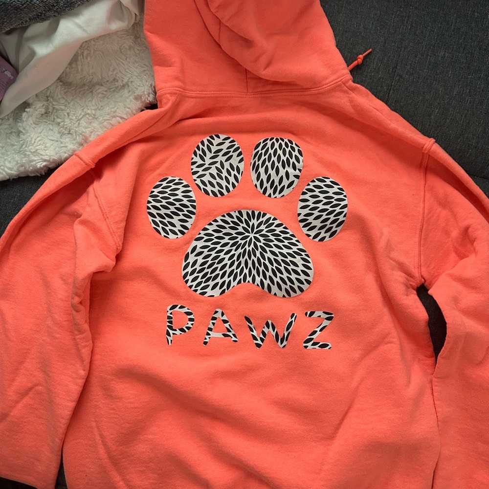 PAWZ Coral Hoodie with Paw Print